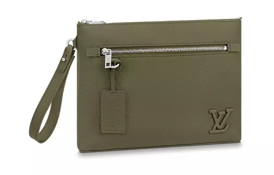 LOUIS VUITTON Клатч мужской из коровьей кожи, стандартный, цвет хаки-зеленый