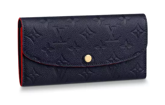 LOUIS VUITTON Кошелек Emilie из мягкой коровьей кожи, стандартный, женский, темно-синий и красный