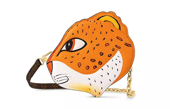 LOUIS VUITTON Кошелек X Sun Yitian на цепочке, леопардовый, оранжевый