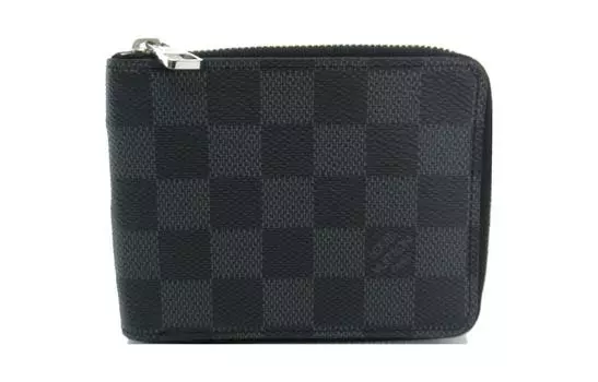 LOUIS VUITTON Кошелек Zippy Damier из графитовой кожи, унисекс, черный