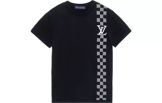 Футболка мужская Louis Vuitton с квадратным принтом, черный