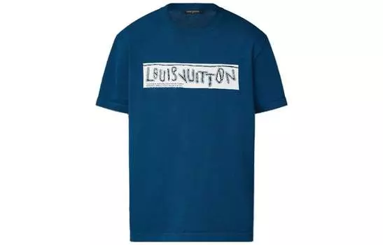 Футболка мужская Louis Vuitton с логотипом, синий / белый