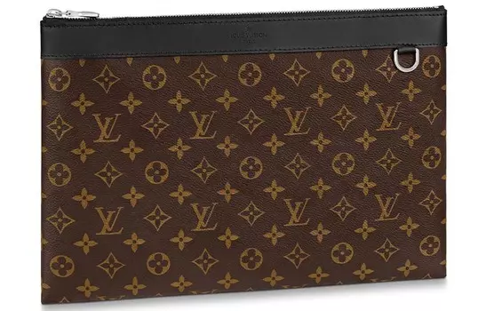 LOUIS VUITTON Мужская холщовая косметичка Discovery с кожаной сумкой-тубой, коричневого цвета