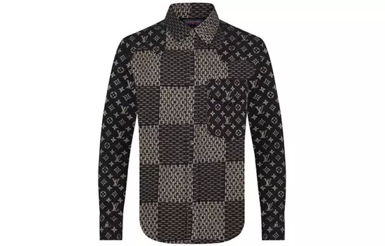 Рубашка мужская Louis Vuitton в клетку, черный