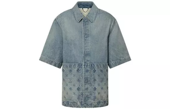 Рубашка мужская Louis Vuitton, серо-синий