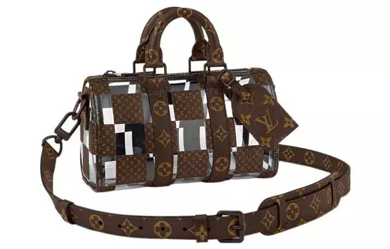 LOUIS VUITTON Мужская сумка-мессенджер Keepall 25 Boston Monogram Chess Crossbody, коричневая