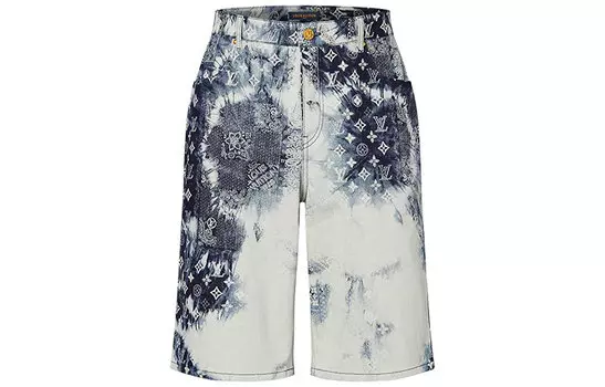 LOUIS VUITTON Мужские повседневные шорты, цвет Blue with White Lettering