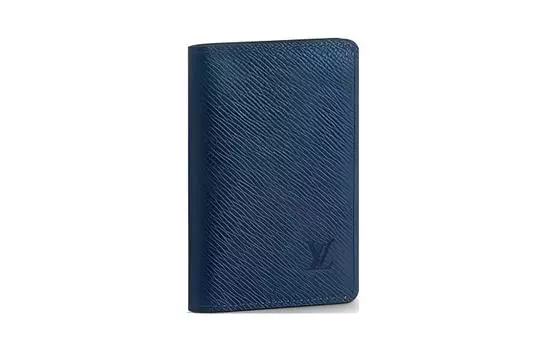 LOUIS VUITTON Мужской кожаный держатель карт Epi, синий