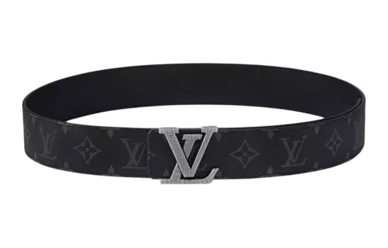 Ремень мужской Louis Vuitton с пряжкой логотипа, черный