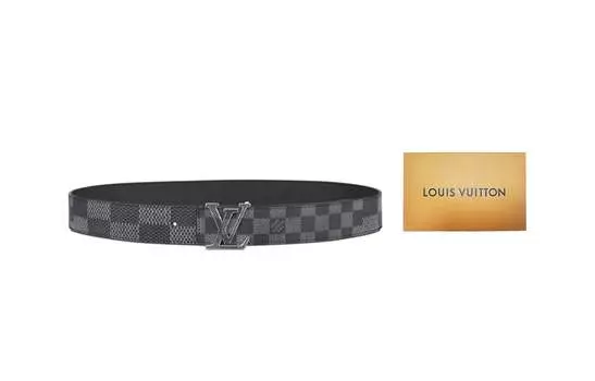 LOUIS VUITTON Мужской кожаный ремень, Темно-серый, оригинальная коробка.