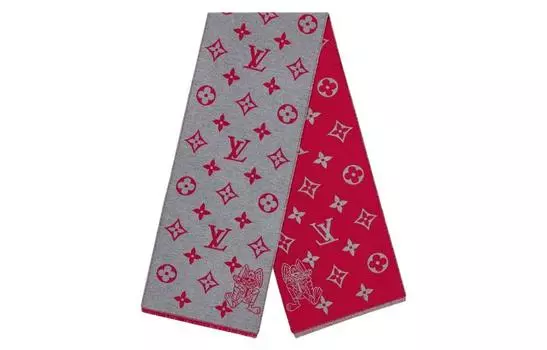 Мужской вязаный шарф Louis Vuitton, розовый/серый