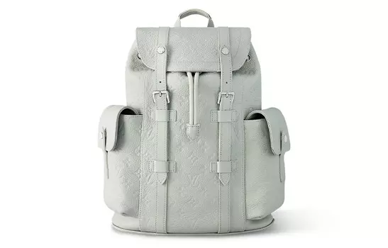 LOUIS VUITTON Рюкзак CHRISTOPHER из кожи с отделкой из коровьей кожи, маленький, мужской, серо-зеленый