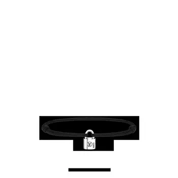 Louis Vuitton Серебряный браслет Lockit, стерлинговое серебро, черный лак, черный шнур из полиэстера