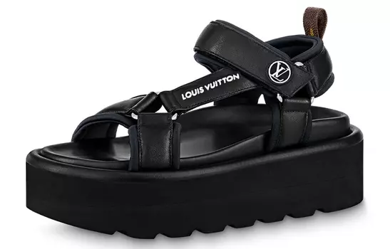 Шлепанцы женские Louis Vuitton на плотной подошве, черный