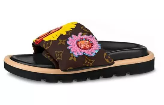 Шлепанцы женские Yayoi Kusama x Louis Vuitton, коричневый / желтый