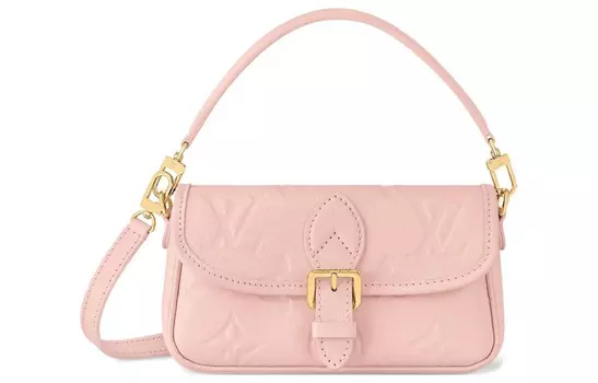 LOUIS VUITTON Сумка-багет из кожи, женская, цвет вишнево-розовый, через плечо