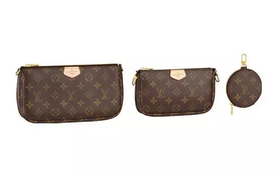LOUIS VUITTON Сумка через плечо 3-в-1 из коровьей кожи с покрытием, коричневая, женская