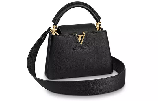 LOUIS VUITTON Сумка через плечо Capucines из кожи, женская, черная, мини-сумка