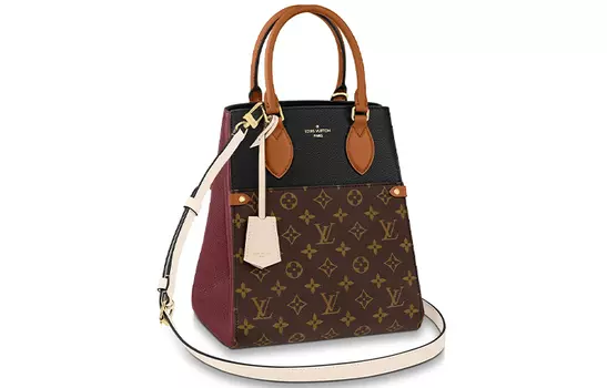 LOUIS VUITTON Сумка через плечо, холщовая, женская, среднего размера, черно-бордового цвета