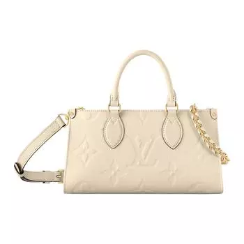 LOUIS VUITTON Сумка через плечо ONTHEGO из зернистой телячьей кожи, сумка через плечо, обычная женская, молочно-белого цвета