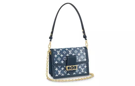 LOUIS VUITTON Сумка Dauphine Denim Daphne, женская, среднего размера, синяя