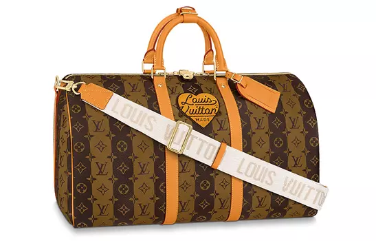 LOUIS VUITTON Сумка Keepall Bandouliere X Nigo 50 Monogram Stripes Brown