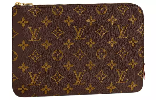 LOUIS VUITTON Сумка-клатч Trumpets из кожи с покрытием, женская, коричневого цвета