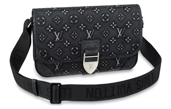 LOUIS VUITTON Сумка-мессенджер Archy из коровьей кожи, сумка через плечо, среднего размера, мужская, черная