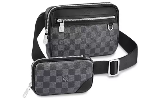 LOUIS VUITTON Сумка-мессенджер из телячьей кожи, сумка-мессенджер 2 в 1, сумка через плечо, обычная женская, черная