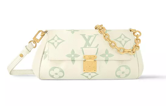 LOUIS VUITTON Сумка-мессенджер из тисненой коровьей кожи, женская, кремового, белого и зеленого цветов
