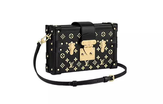 LOUIS VUITTON Сумка PETITE MALLE из телячьей кожи на одно плечо, стандартная женская, черная