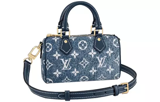 LOUIS VUITTON Сумка-подушка Speedy Monogram Denim, сумка-мессенджер, сумка через плечо, мини-сумка для женщин, синяя