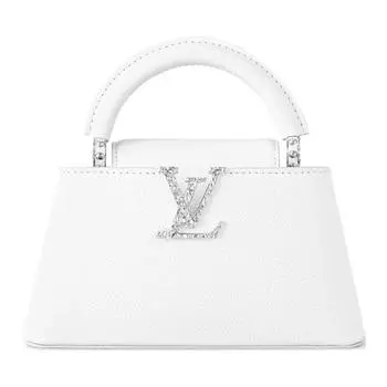 LOUIS VUITTON Сумка-тоут Capucines из зернистой телячьей кожи Kapusin, женская, через плечо, мини, оптически белая