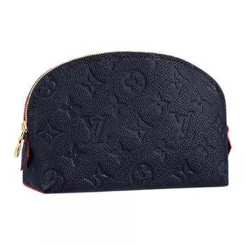 LOUIS VUITTON Женская косметичка-клатч из мягкой коровьей кожи, темно-синего цвета
