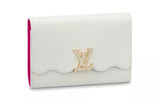 LOUIS VUITTON Женский кошелек Capucines Capson из коровьей кожи, белый/розово-красный