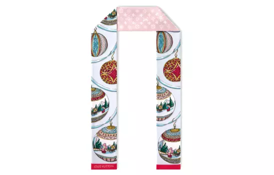 Шарф Louis Vuitton с принтом, розовый / белый