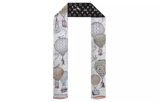 Шарф шелковый Louis Vuitton, серый / белый