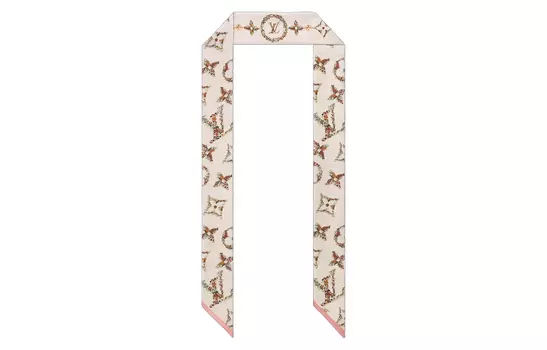 Шарф шелковый Louis Vuitton женский, белый / хаки