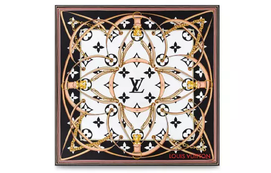 LOUIS VUITTON Женский шелковый шарф, Black/White
