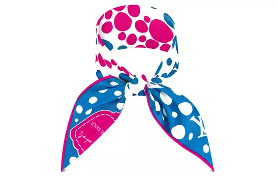 Шарф шелковый Louis Vuitton женский, синий / белый