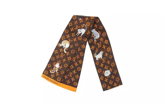 LOUIS VUITTON Женский шелковый шарф, Brown