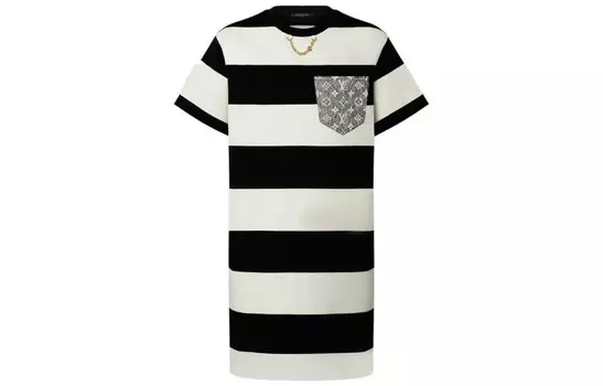 LOUIS VUITTON Женское платье с короткими рукавами и шортами, цвет Black/White