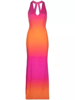 Louisa Ballou платье макси с принтом Hot Pink Gradient, розовый
