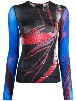 Louisa Ballou сетчатый топ с абстрактным принтом, синий