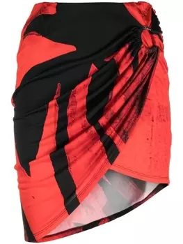 Louisa Ballou юбка мини с драпировкой и принтом, красный