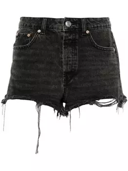 Loulou джинсовые шорты со стразами, черный