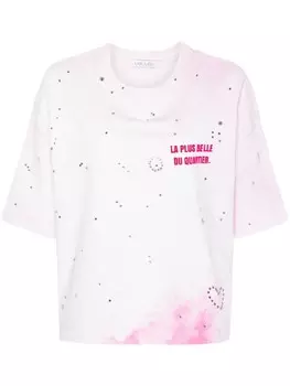 Loulou футболка с кристаллами, розовый