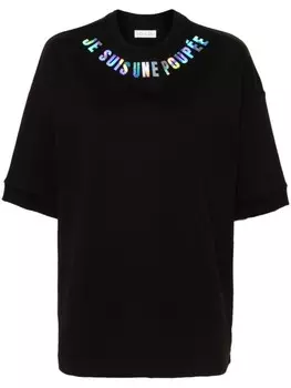 Loulou футболка с принтом Je suis une poupe, черный