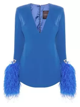 Loulou платье мини с перьями, синий