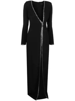 Loulou платье с длинными рукавами и кристаллами, черный